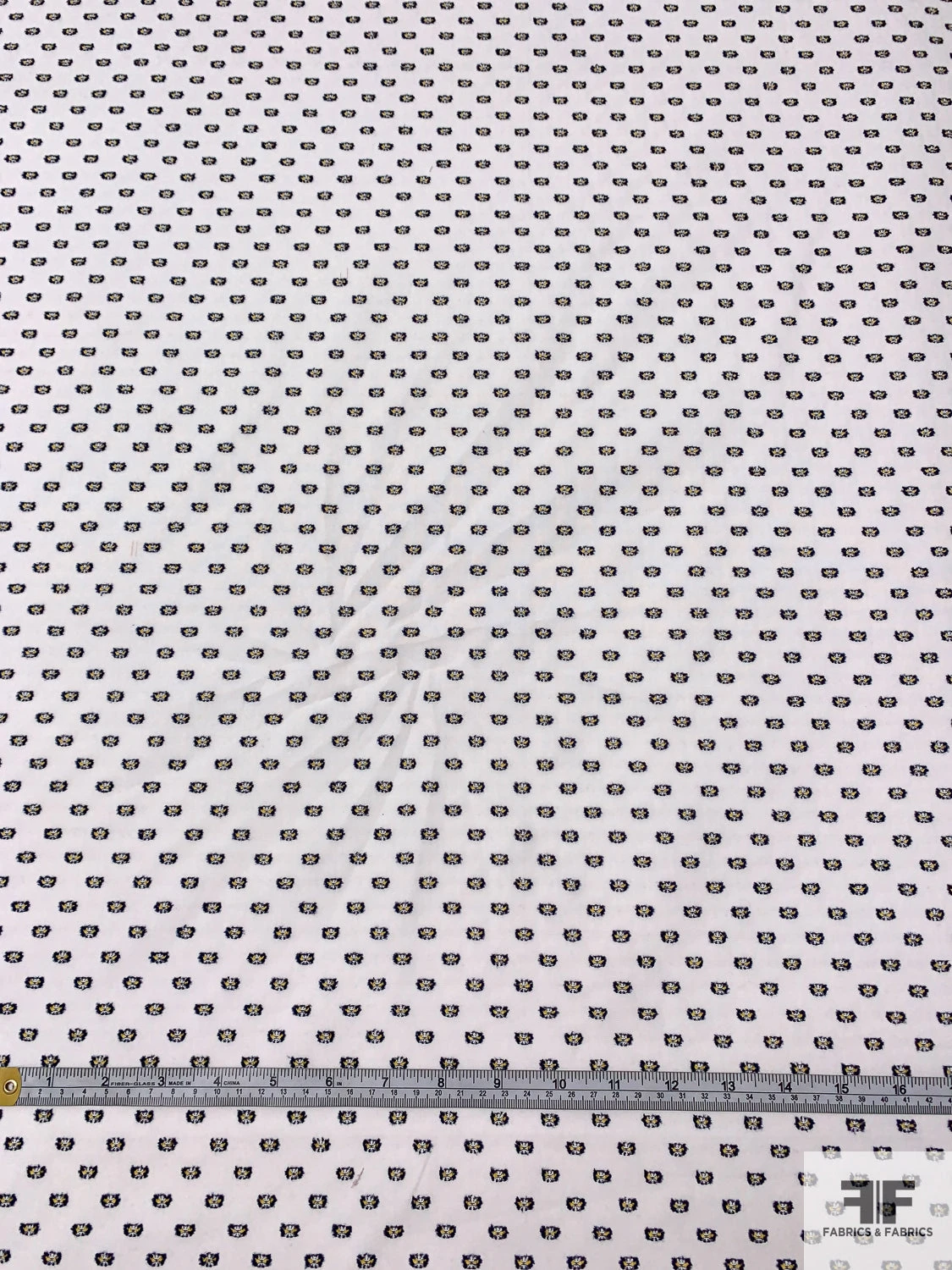 Dobby Cotton Shirting - Navy / Yellow / White 8 Dobby Cotton Shirting - Navy / Yellow / White - Image 6