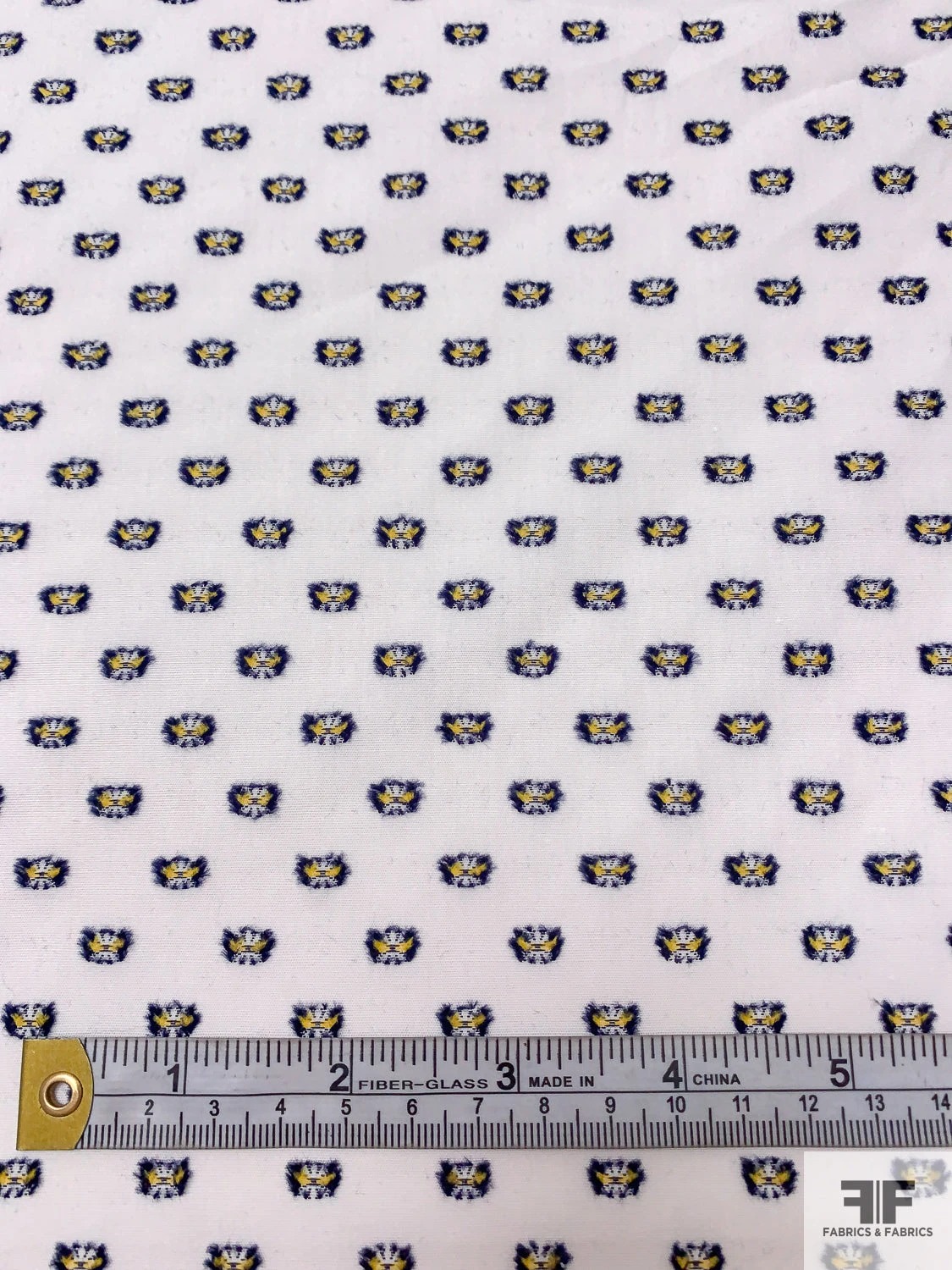 Dobby Cotton Shirting - Navy / Yellow / White 4 Dobby Cotton Shirting - Navy / Yellow / White - Image 2