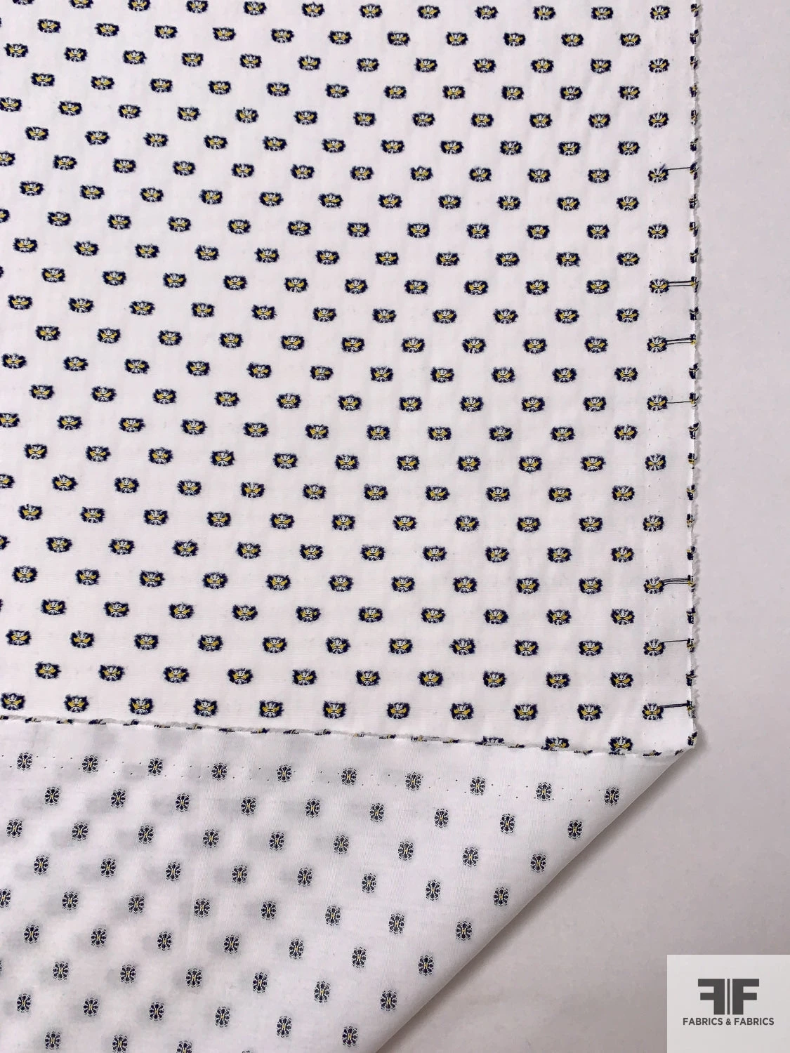 Dobby Cotton Shirting - Navy / Yellow / White 9 Dobby Cotton Shirting - Navy / Yellow / White - Image 7