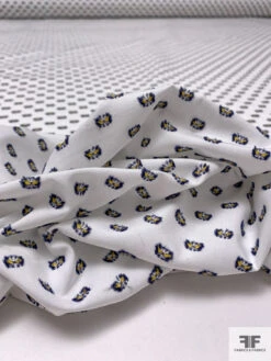 Dobby Cotton Shirting - Navy / Yellow / White