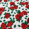 Italian Painterly Floral Printed Novelty Cotton Pique - Red / Green / White / Black -Fabrics And Fabrics Store 18482 4