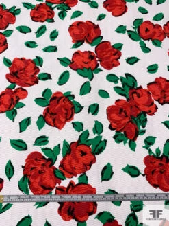 Italian Painterly Floral Printed Novelty Cotton Pique - Red / Green / White / Black 15 Italian Painterly Floral Printed Novelty Cotton Pique - Red / Green / White / Black -Fabrics And Fabrics Store 18482 5