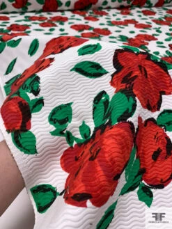 Italian Painterly Floral Printed Novelty Cotton Pique - Red / Green / White / Black 19 Italian Painterly Floral Printed Novelty Cotton Pique - Red / Green / White / Black -Fabrics And Fabrics Store 18482 9