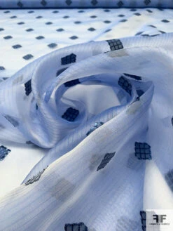 Italian Shadow Striped Silk Organza With Lurex Diamond Fil Coupé - Blue -Fabrics And Fabrics Store 18492 3 ca3dea7d bb8a 46f9 825a 103d08f75225