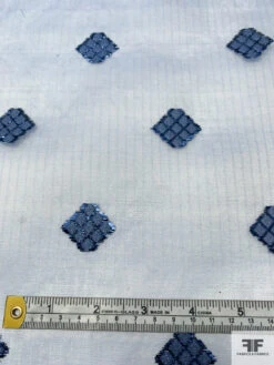 Italian Shadow Striped Silk Organza With Lurex Diamond Fil Coupé - Blue -Fabrics And Fabrics Store 18492 6 0309372c 292b 4c87 a289 29e99313301c