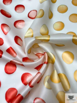 Italian Eclipse Inspired Printed Heavy Satin Face Organza - Margold / Red / White / Grey