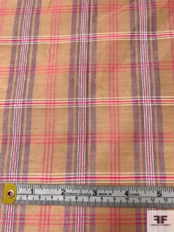 Italian Plaid Silk And Cotton Voile-Organza - Tuscan Tan / Magenta / Purple / White 16 Italian Plaid Silk And Cotton Voile-Organza - Tuscan Tan / Magenta / Purple / White -Fabrics And Fabrics Store 18529 6