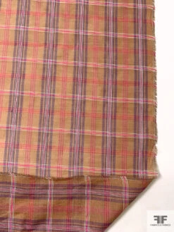 Italian Plaid Silk And Cotton Voile-Organza - Tuscan Tan / Magenta / Purple / White 17 Italian Plaid Silk And Cotton Voile-Organza - Tuscan Tan / Magenta / Purple / White -Fabrics And Fabrics Store 18529 7