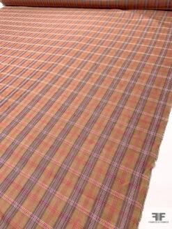 Italian Plaid Silk And Cotton Voile-Organza - Tuscan Tan / Magenta / Purple / White 18 Italian Plaid Silk And Cotton Voile-Organza - Tuscan Tan / Magenta / Purple / White -Fabrics And Fabrics Store 18529 8