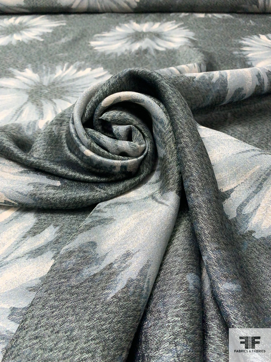 Made In Switzerland Floral Printed Lamé - Dark Dusty Sage / Dusty Sky / Light Gold 3 Made In Switzerland Floral Printed Lamé - Dark Dusty Sage / Dusty Sky / Light Gold