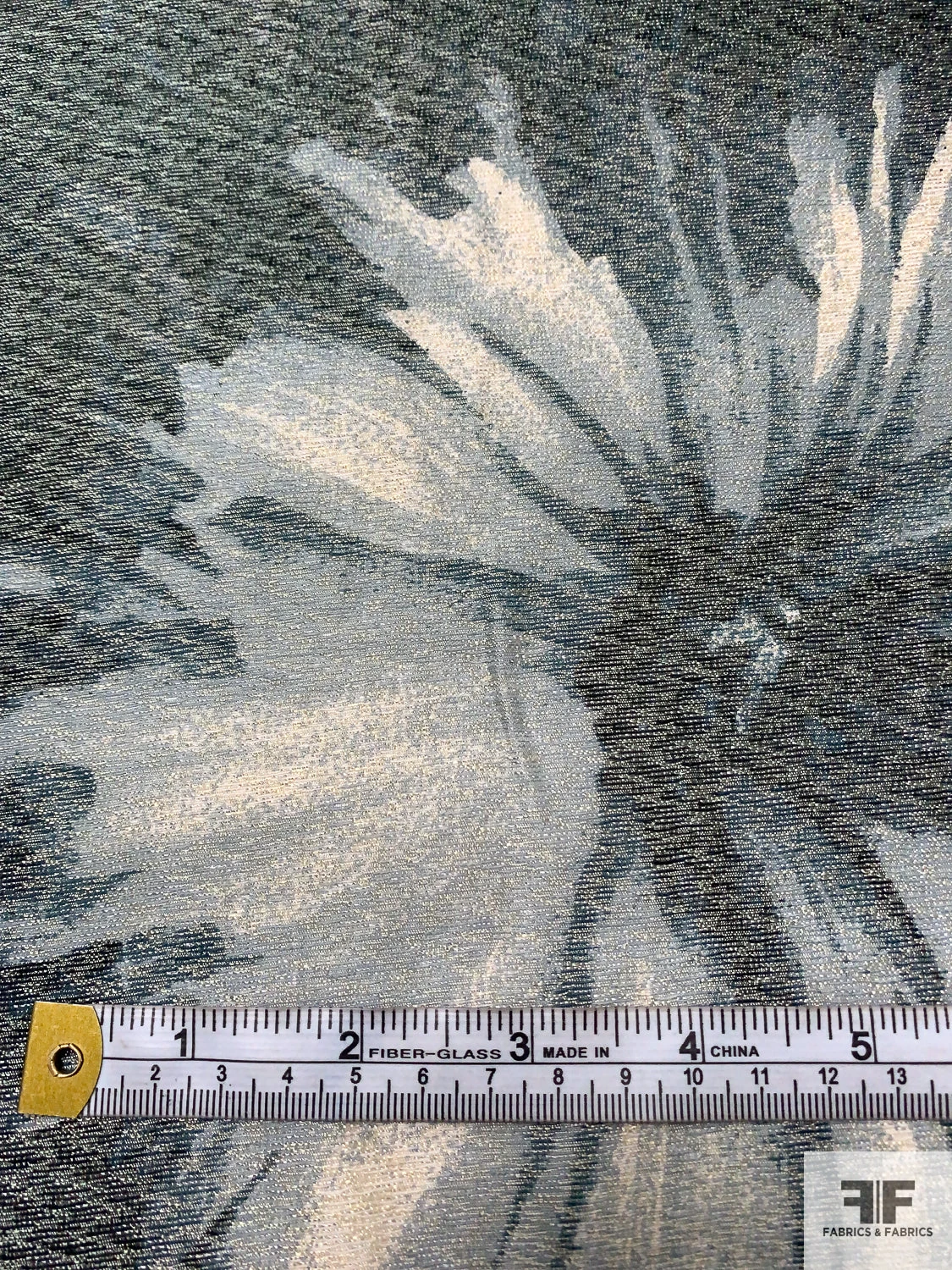 Made In Switzerland Floral Printed Lamé - Dark Dusty Sage / Dusty Sky / Light Gold 9 Made In Switzerland Floral Printed Lamé - Dark Dusty Sage / Dusty Sky / Light Gold - Image 7