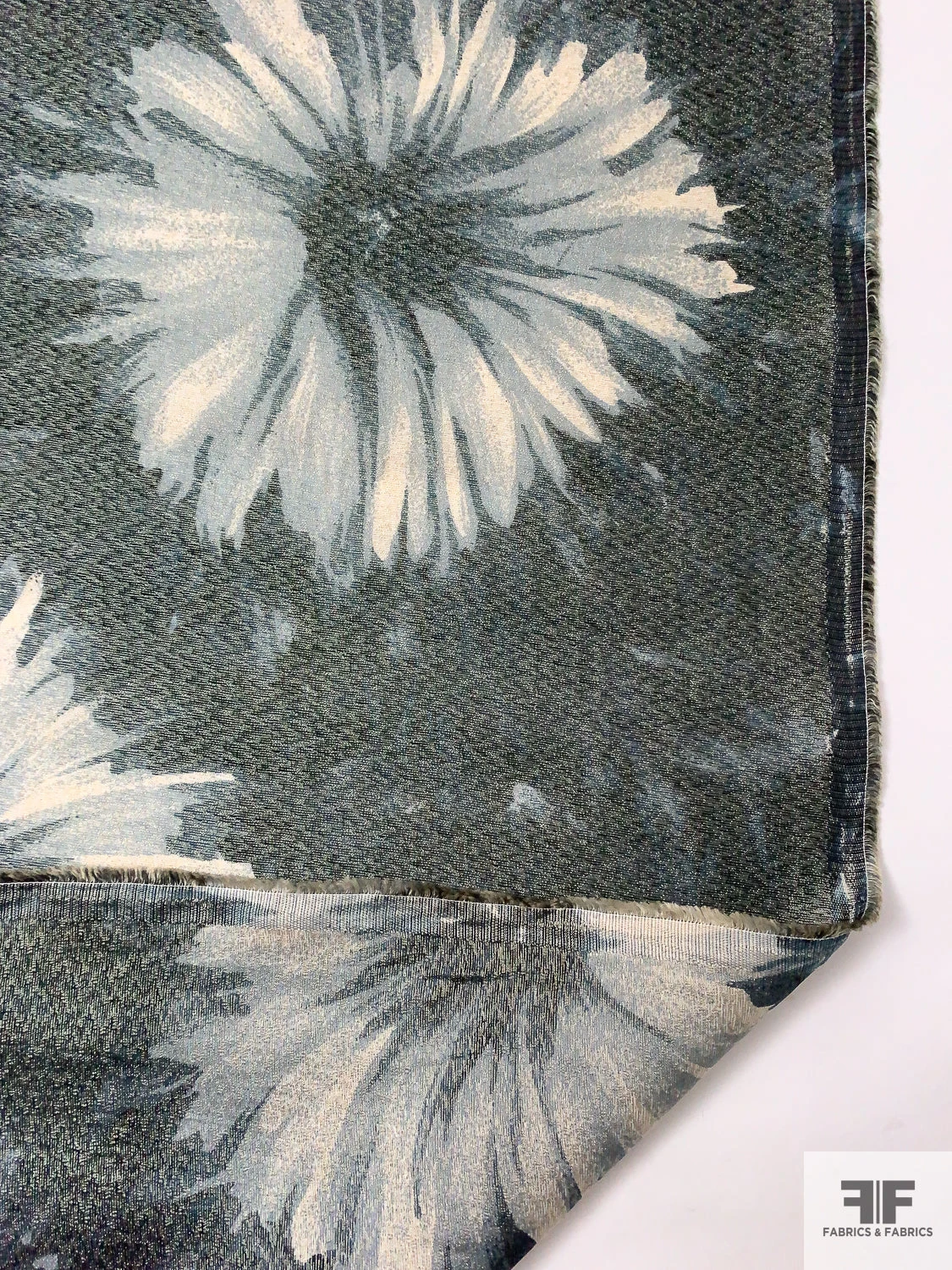 Made In Switzerland Floral Printed Lamé - Dark Dusty Sage / Dusty Sky / Light Gold 10 Made In Switzerland Floral Printed Lamé - Dark Dusty Sage / Dusty Sky / Light Gold - Image 8