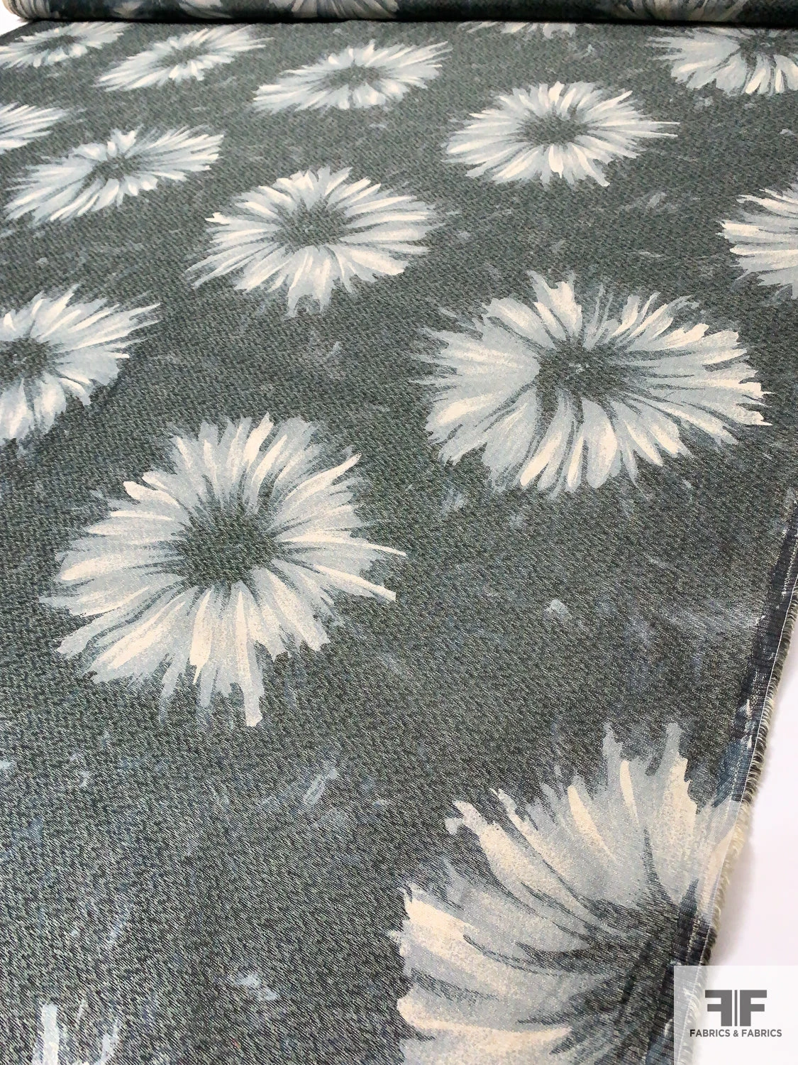 Made In Switzerland Floral Printed Lamé - Dark Dusty Sage / Dusty Sky / Light Gold 4 Made In Switzerland Floral Printed Lamé - Dark Dusty Sage / Dusty Sky / Light Gold - Image 2