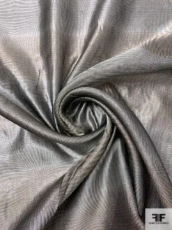 Made In Switzerland Linear Design 2-Ply Organza Lamé - Grey / Taupe / Silver