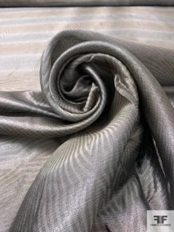 Made In Switzerland Linear Design 2-Ply Organza Lamé - Grey / Taupe / Silver 12 Made In Switzerland Linear Design 2-Ply Organza Lamé - Grey / Taupe / Silver -Fabrics And Fabrics Store 18558 3