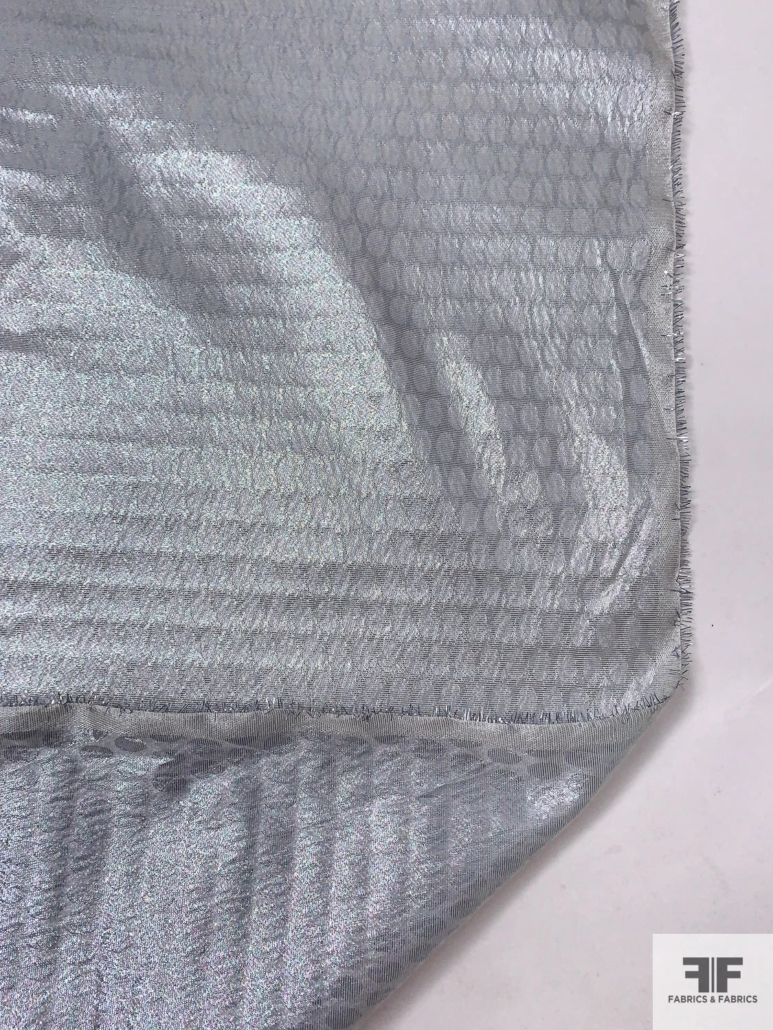 French Oval Design Holographic Jacquard Tissue Lamé - Silver / Grey 9 French Oval Design Holographic Jacquard Tissue Lamé - Silver / Grey - Image 7
