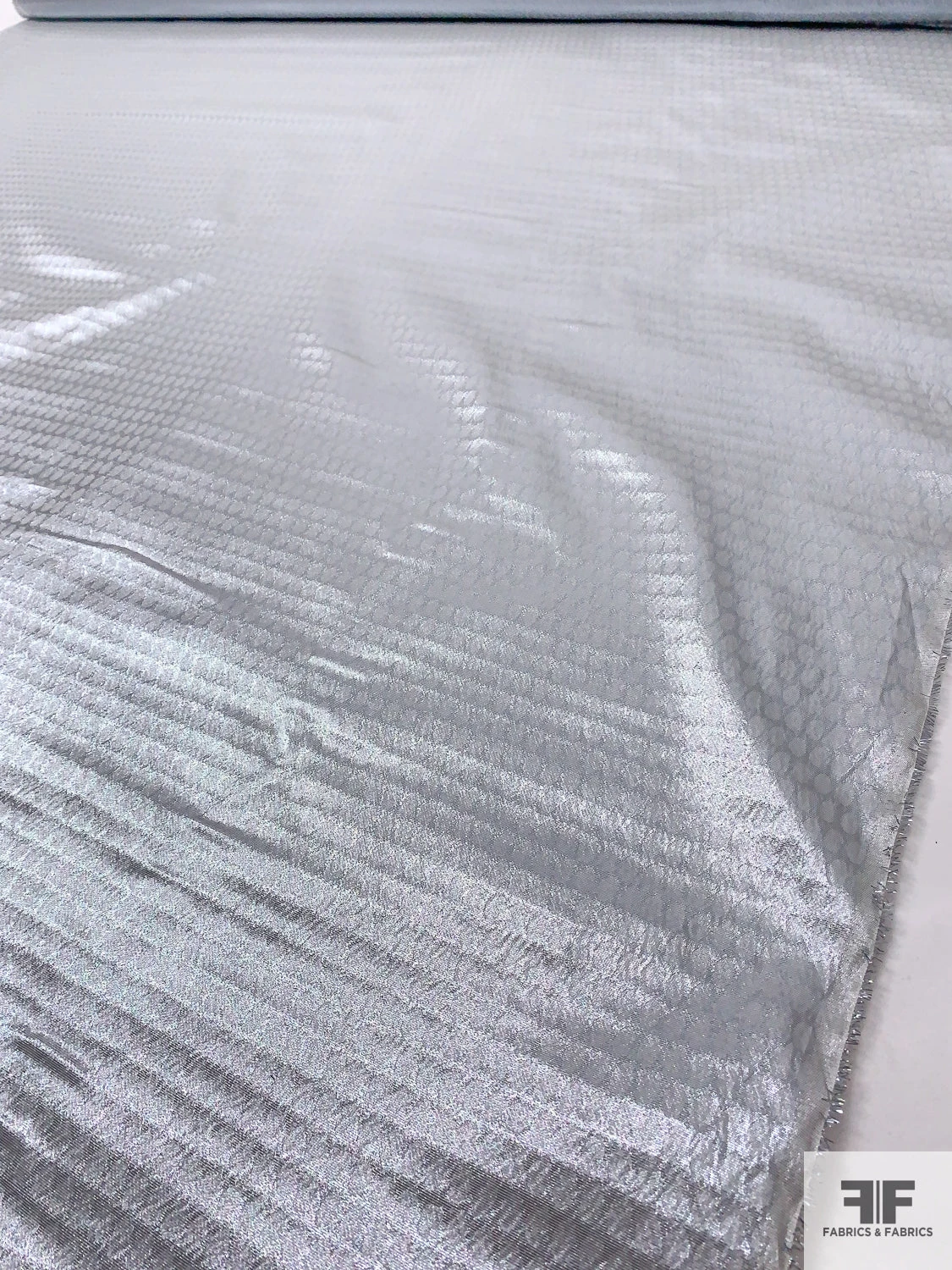 French Oval Design Holographic Jacquard Tissue Lamé - Silver / Grey 10 French Oval Design Holographic Jacquard Tissue Lamé - Silver / Grey - Image 8