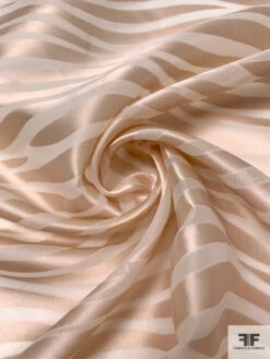 Italian Wavy Striations Burnout Organza - Champagne / Off-White