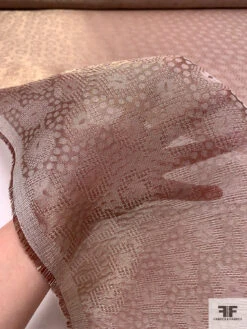 Made In Switzerland Circles And Floral Metallic Jacquard Gazar - Dusty Rose / Gold -Fabrics And Fabrics Store 18566 9