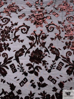 French Regal Floral Cut Panné Velvet With Lurex - Brown / Black 15 French Regal Floral Cut Panné Velvet With Lurex - Brown / Black -Fabrics And Fabrics Store 18589 4