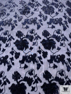 French Floral Vines Cut Panné Velvet With Lurex - Navy / Black 14 French Floral Vines Cut Panné Velvet With Lurex - Navy / Black -Fabrics And Fabrics Store 18591 4