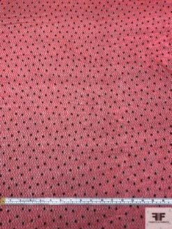 French Polka Dot Diamond Lattice Cut Velvet - Ajax Red / Black -Fabrics And Fabrics Store 18594 5
