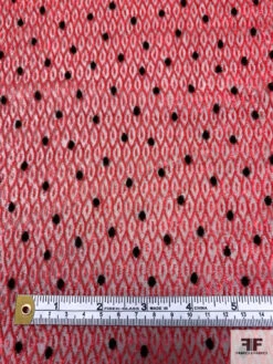French Polka Dot Diamond Lattice Cut Velvet - Ajax Red / Black -Fabrics And Fabrics Store 18594 6