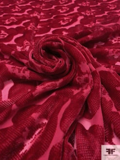 French Floral Cut Velvet - Lipstick Red 12 French Floral Cut Velvet - Lipstick Red -Fabrics And Fabrics Store 18596 3