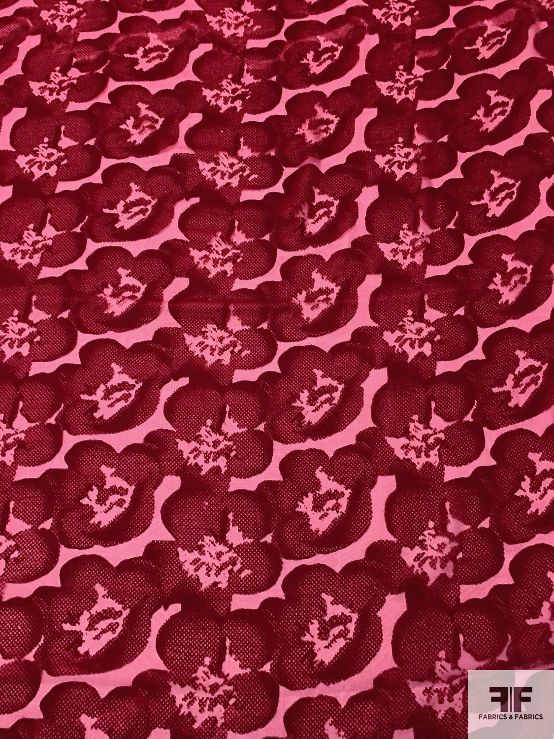 French Floral Cut Velvet - Lipstick Red 3 French Floral Cut Velvet - Lipstick Red