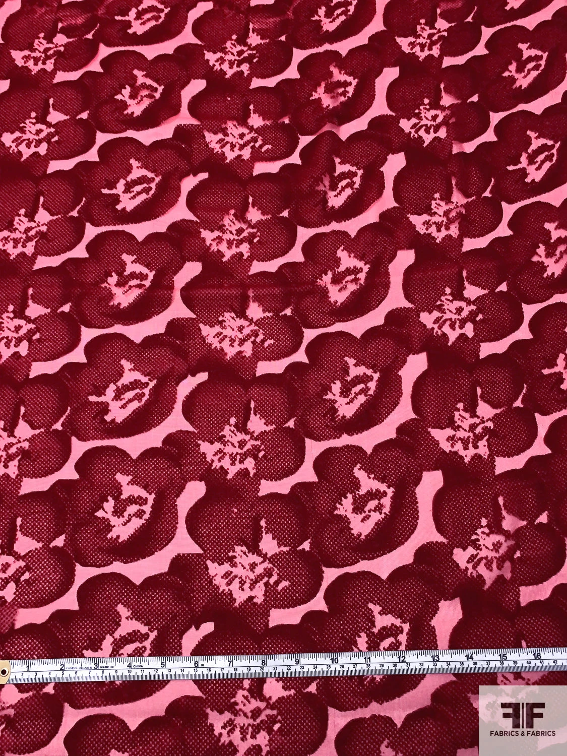 French Floral Cut Velvet - Lipstick Red 7 French Floral Cut Velvet - Lipstick Red - Image 5