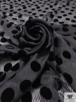 French Polka Dot Striped Cut Velvet - Black 13 French Polka Dot Striped Cut Velvet - Black -Fabrics And Fabrics Store 18597 3