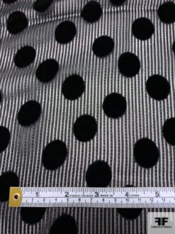 French Polka Dot Striped Cut Velvet - Black 16 French Polka Dot Striped Cut Velvet - Black -Fabrics And Fabrics Store 18597 6