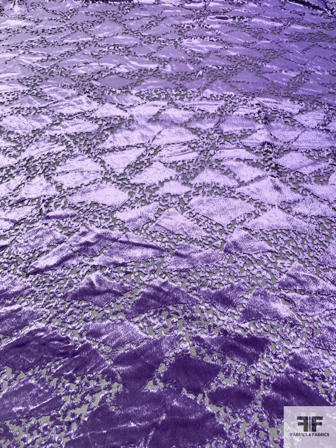French Triangle Motif Cut Panné Velvet - Lavender / Black 7 French Triangle Motif Cut Panné Velvet - Lavender / Black - Image 5