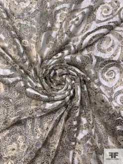 French Animal Pattern Printed And Swirls Cut Panné Velvet - Beige / Black / Grey