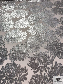 French Bold Floral Cut Metallic Panné Velvet - Silver / Off-White 15 French Bold Floral Cut Metallic Panné Velvet - Silver / Off-White -Fabrics And Fabrics Store 18609 4