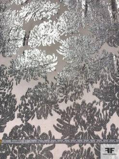 French Bold Floral Cut Metallic Panné Velvet - Silver / Off-White 16 French Bold Floral Cut Metallic Panné Velvet - Silver / Off-White -Fabrics And Fabrics Store 18609 6