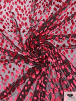 French Spotted Cut Panné Velvet - Cherry Red / Brown