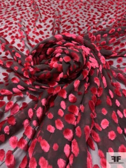 French Spotted Cut Panné Velvet - Cherry Red / Brown 13 French Spotted Cut Panné Velvet - Cherry Red / Brown -Fabrics And Fabrics Store 18611 3