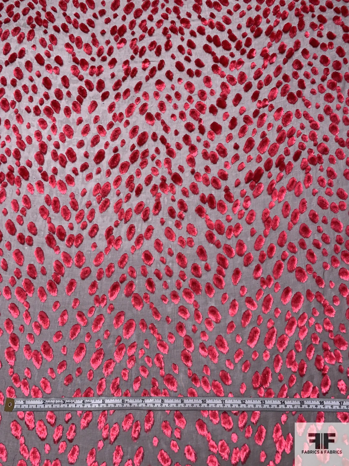 French Spotted Cut Panné Velvet - Cherry Red / Brown 8 French Spotted Cut Panné Velvet - Cherry Red / Brown - Image 6
