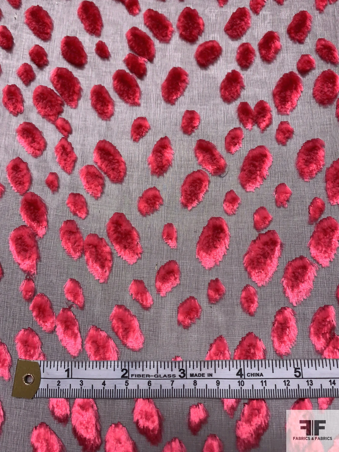 French Spotted Cut Panné Velvet - Cherry Red / Brown 4 French Spotted Cut Panné Velvet - Cherry Red / Brown - Image 2