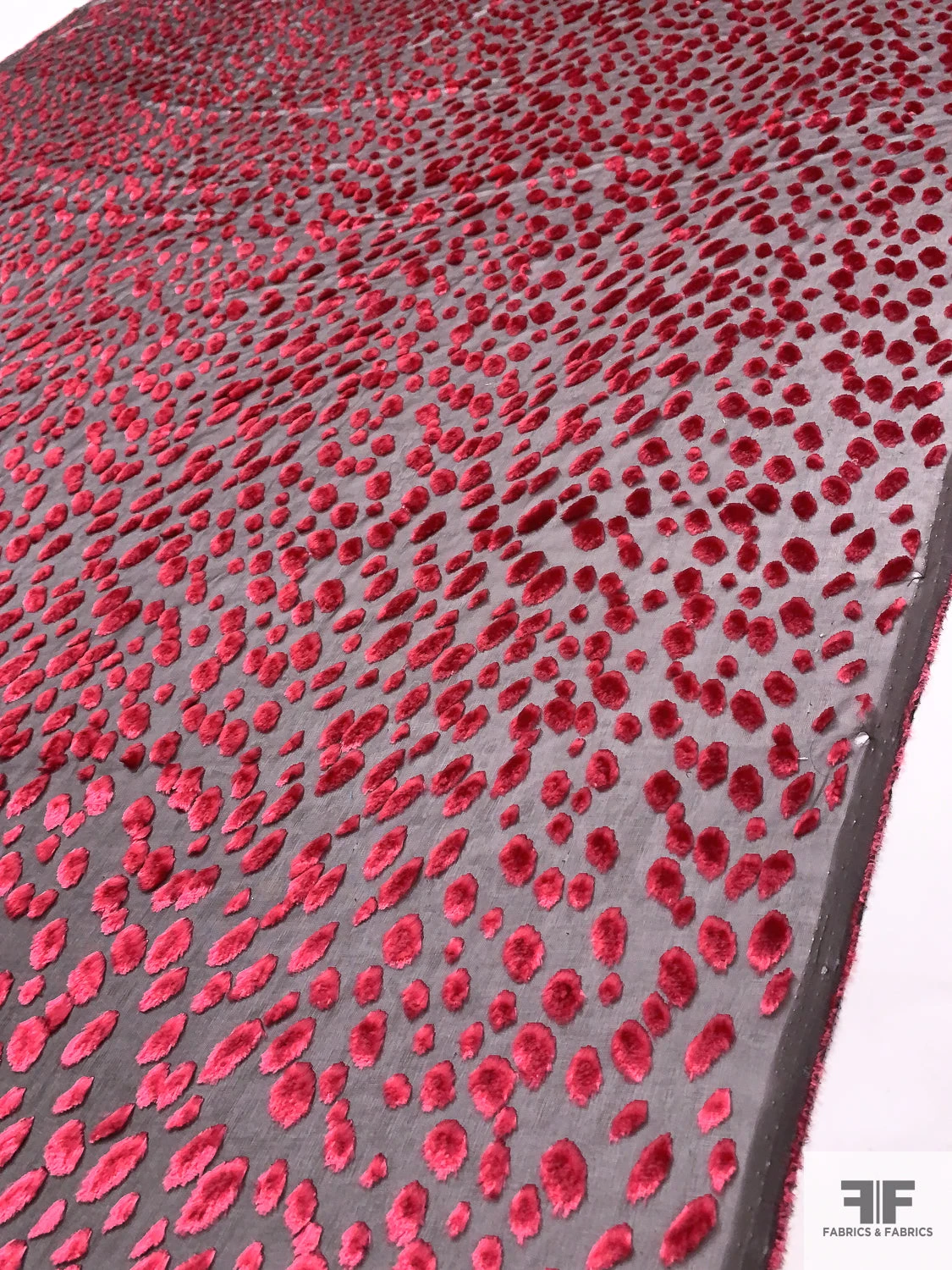 French Spotted Cut Panné Velvet - Cherry Red / Brown 9 French Spotted Cut Panné Velvet - Cherry Red / Brown - Image 7