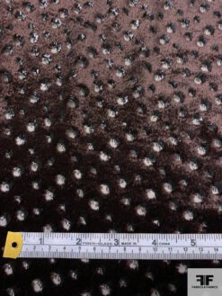French Polka Dots Cut Panné Velvet With Lurex - Brown / Black -Fabrics And Fabrics Store 18623 6