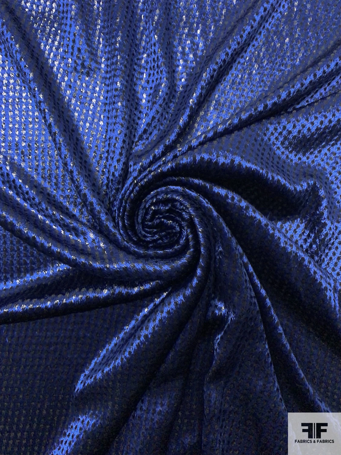 French Dotted Metallic Panné Velvet - Royal Blue / Black 4 French Dotted Metallic Panné Velvet - Royal Blue / Black - Image 2