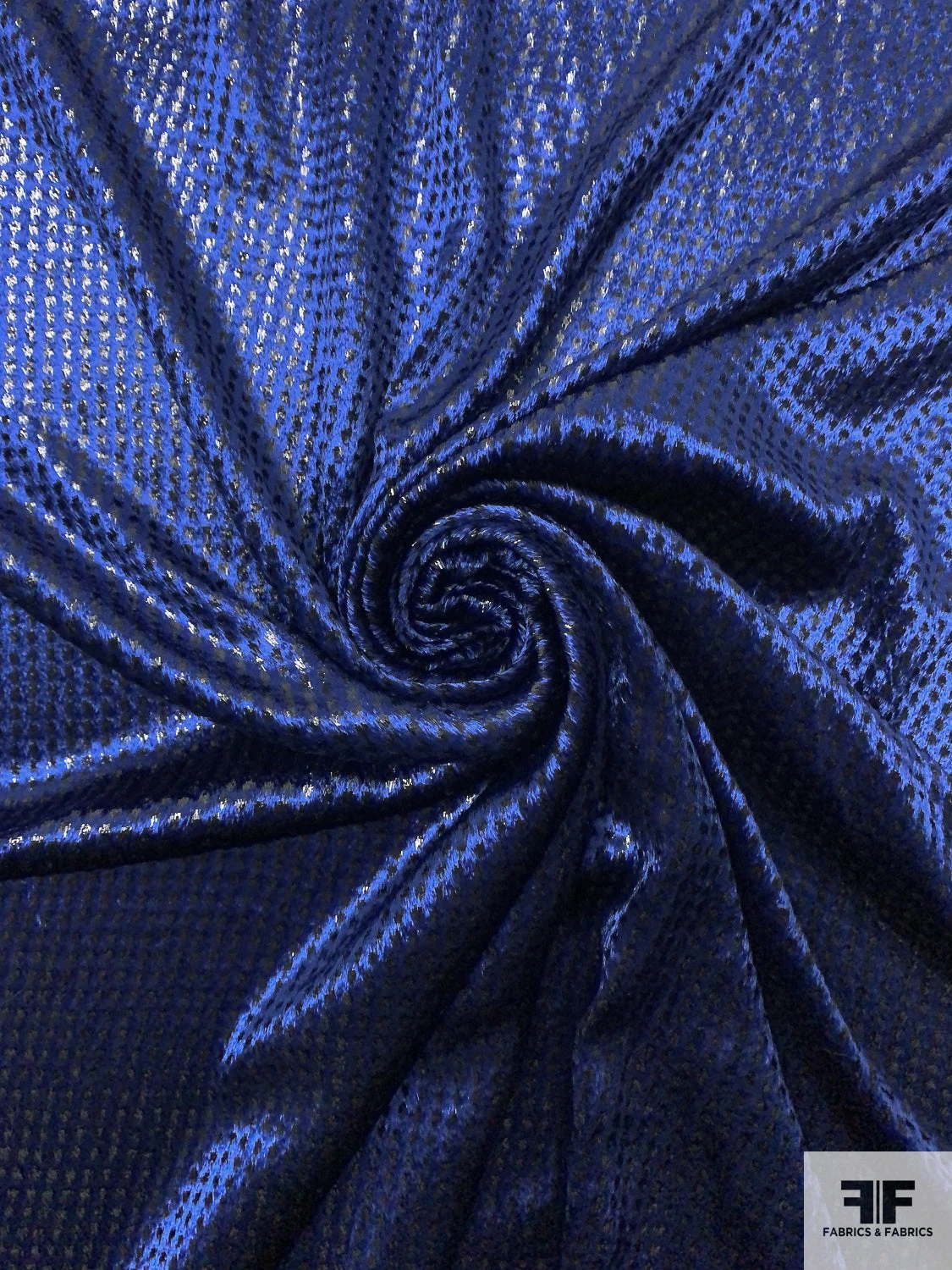 French Dotted Metallic Panné Velvet - Royal Blue / Black 5 French Dotted Metallic Panné Velvet - Royal Blue / Black - Image 3