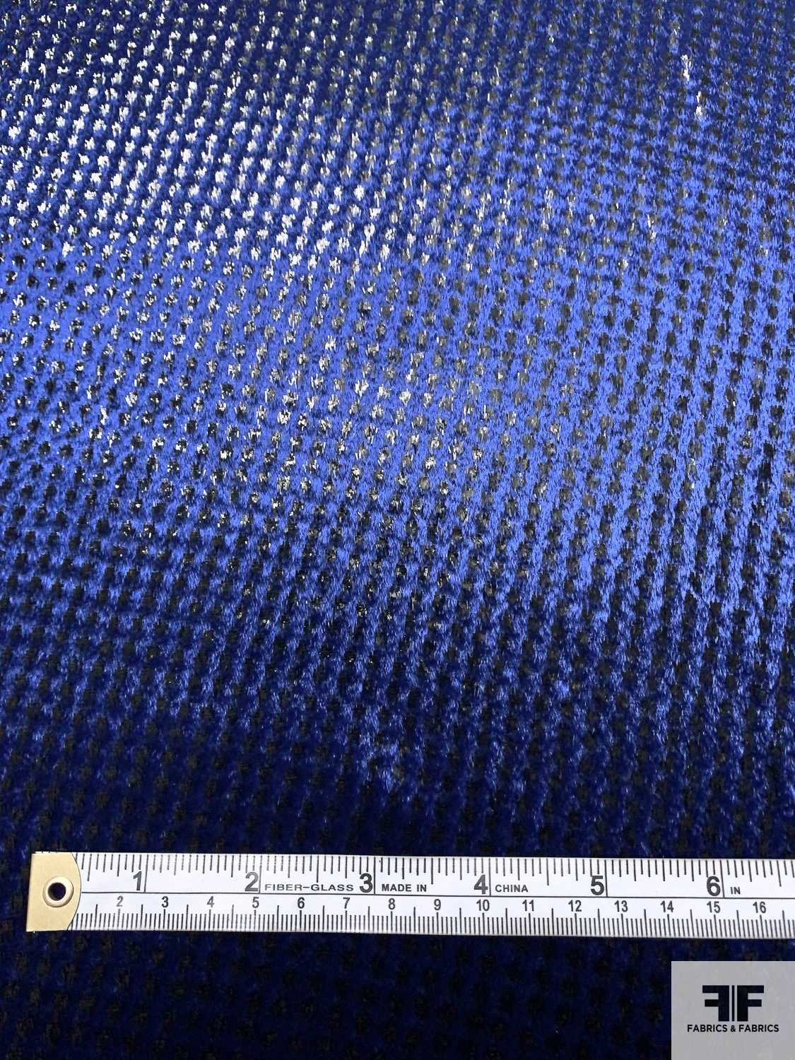 French Dotted Metallic Panné Velvet - Royal Blue / Black 7 French Dotted Metallic Panné Velvet - Royal Blue / Black - Image 5