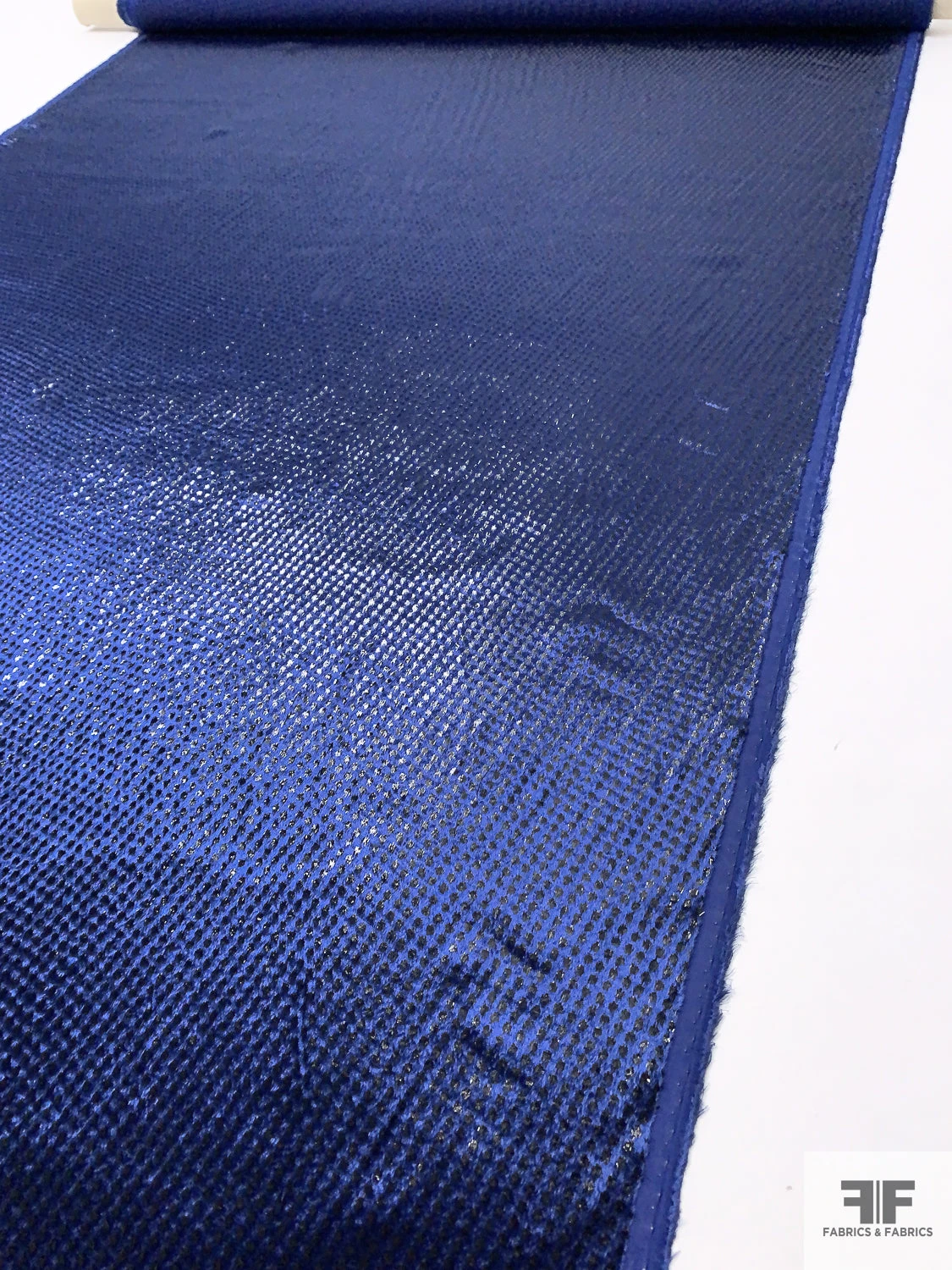 French Dotted Metallic Panné Velvet - Royal Blue / Black 9 French Dotted Metallic Panné Velvet - Royal Blue / Black - Image 7
