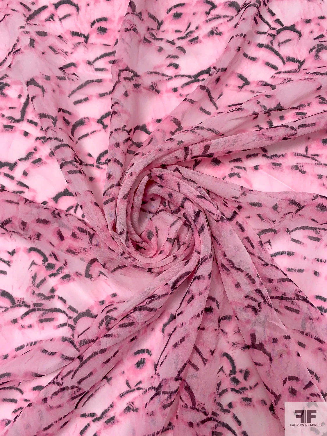 Abstract Printed Silk Chiffon - Baby Pink / Black 5 Abstract Printed Silk Chiffon - Baby Pink / Black - Image 3