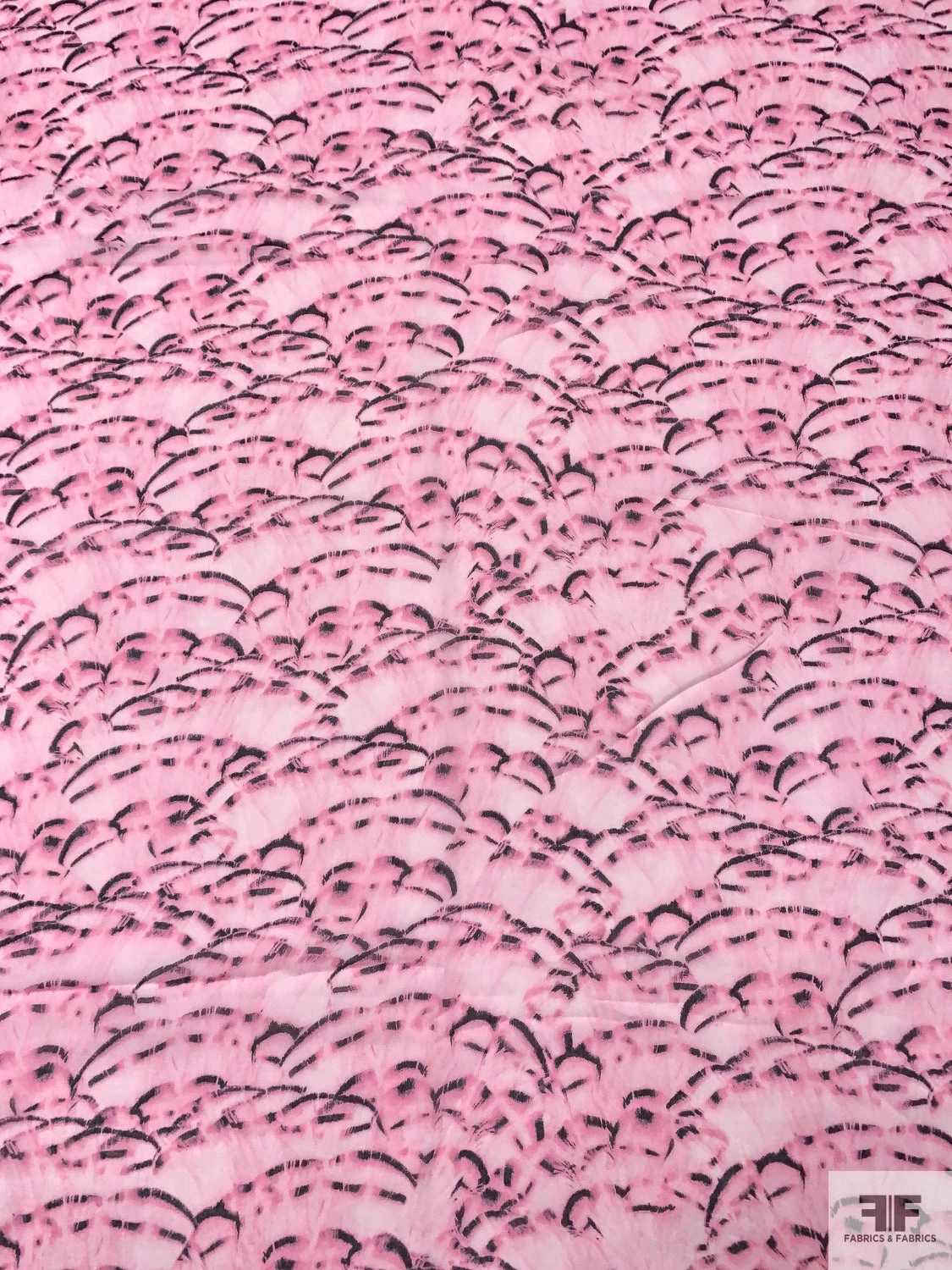 Abstract Printed Silk Chiffon - Baby Pink / Black 7 Abstract Printed Silk Chiffon - Baby Pink / Black - Image 5