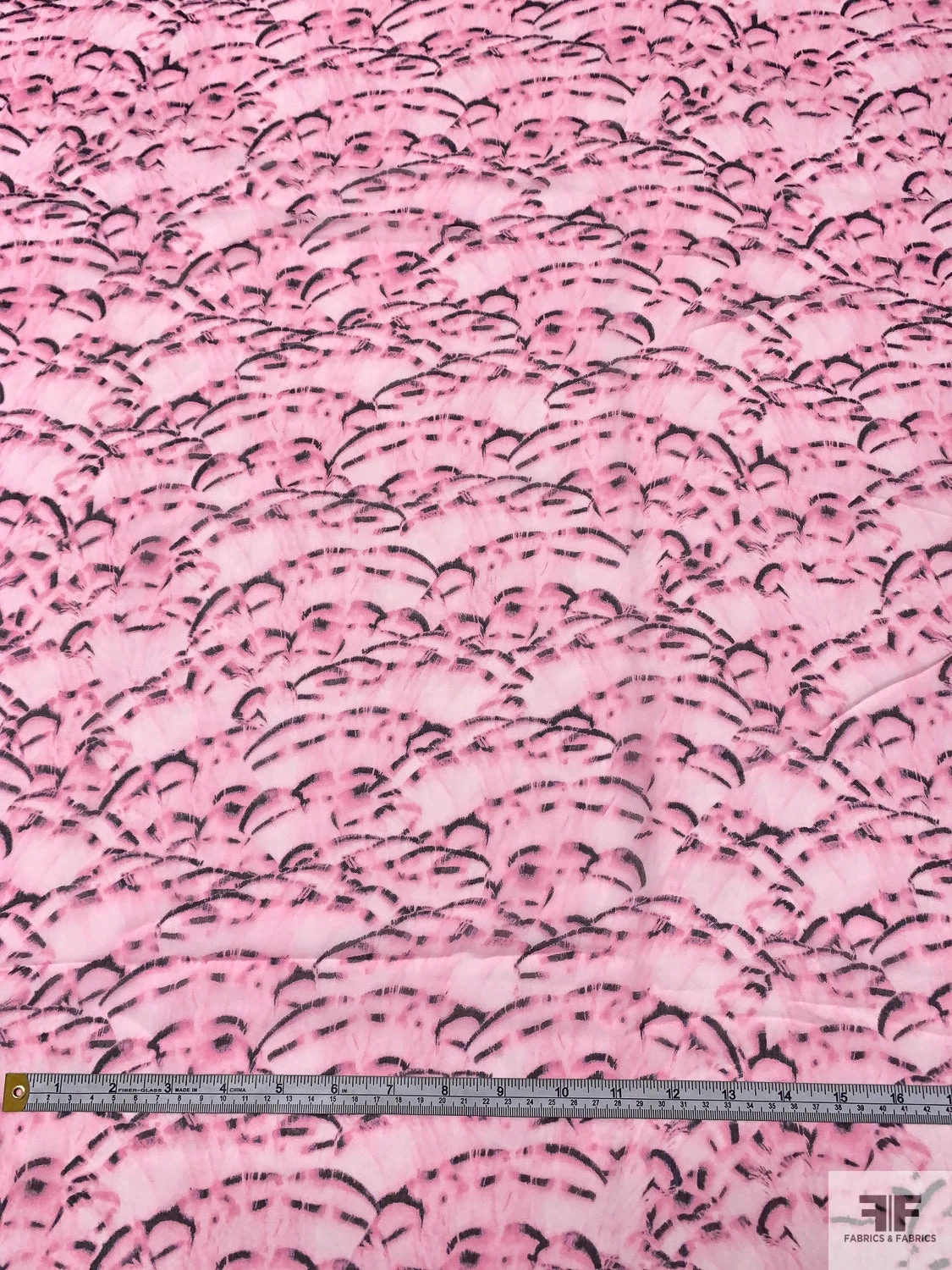 Abstract Printed Silk Chiffon - Baby Pink / Black 8 Abstract Printed Silk Chiffon - Baby Pink / Black - Image 6