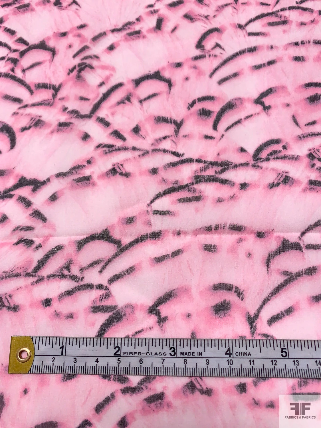 Abstract Printed Silk Chiffon - Baby Pink / Black 9 Abstract Printed Silk Chiffon - Baby Pink / Black - Image 7